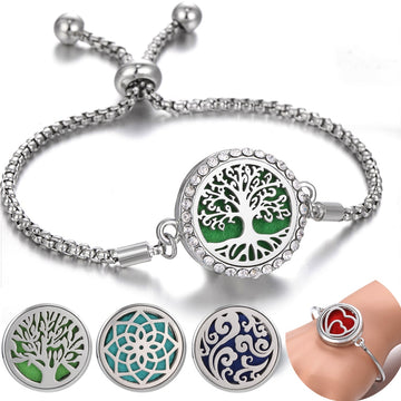 Aromatherapy Bracelet Diffuser Jewelry Christmas Adjustable Chain Tree of life Flower Aroma Braceles Perfume Locket Bracelet daiiibabyyy